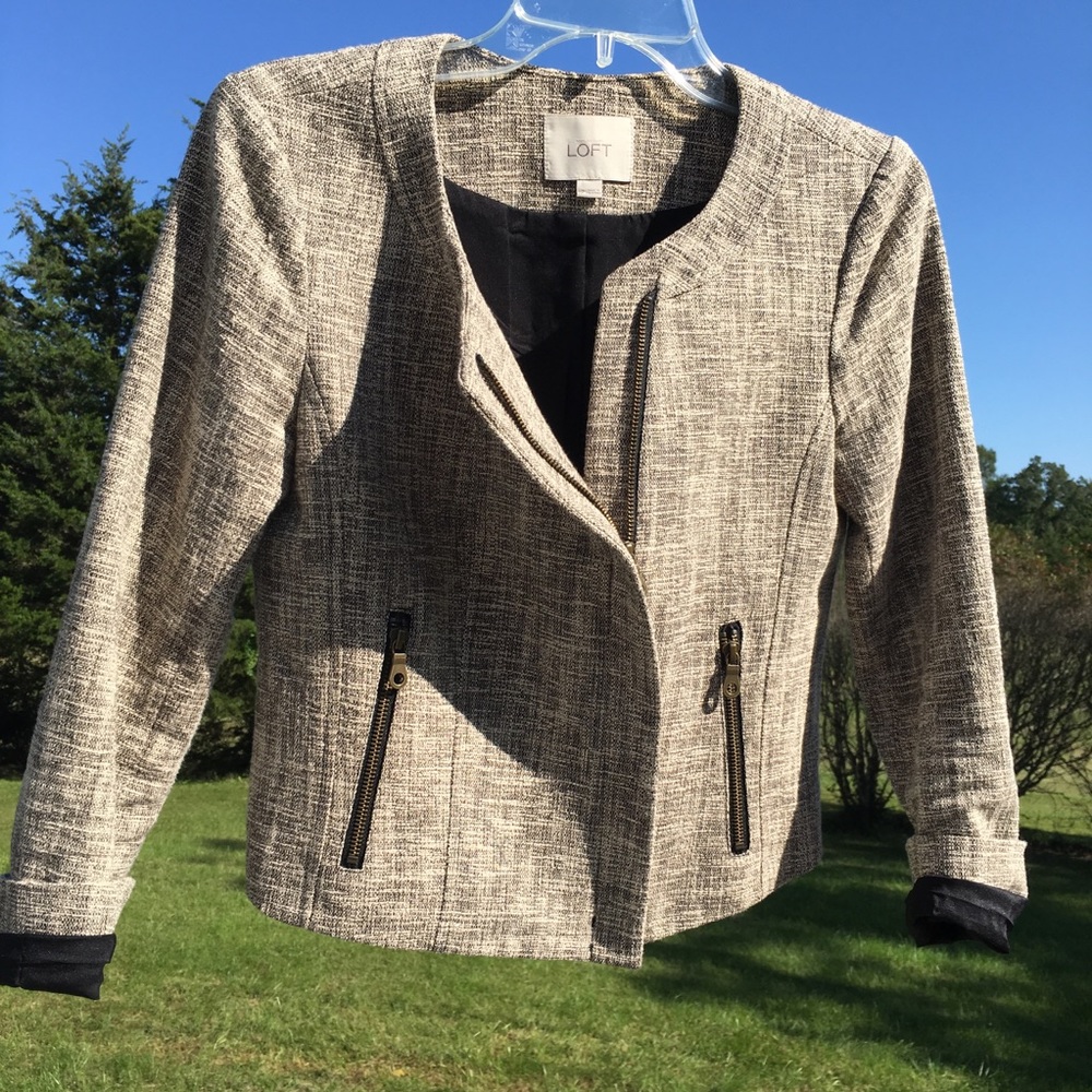 ⭐️Ann Taylor LOFT Women’s Tweed Moto Jacket Size 2